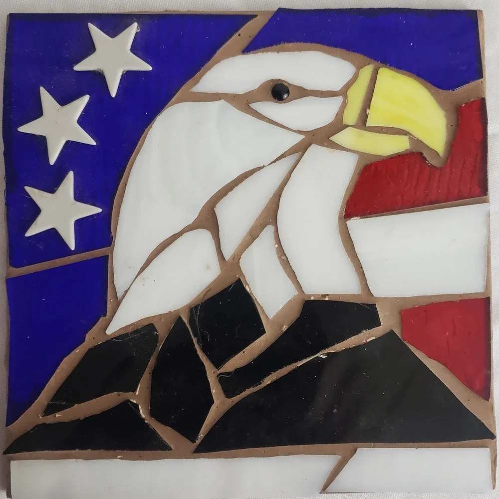 American Flag Bald Eagle Mosaic Art Tile or Trivet Patriotic‎ USA Decor
